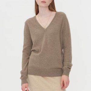 GERRY WEBER Womens V-neck Sweater, Almond/Taupe, S/M